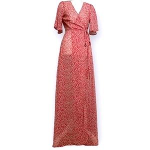 CODIGO Sheer Leopard Print Maxi Dress Wrap Tie Waist S